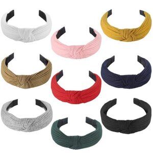 Knotted Headbands for Women Girls, 9 Pcs Wide Plain Turban Headband